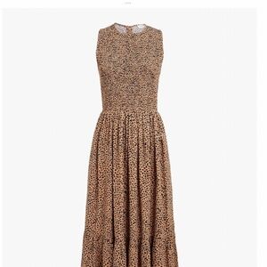 J. Crew Factory leopard Smocked Midi Dress (Size Small)